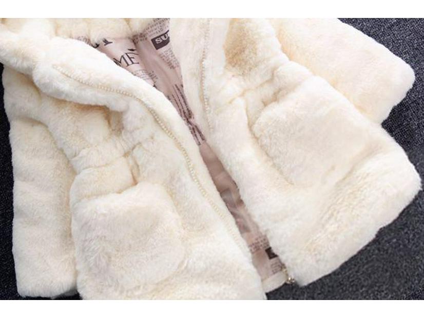 Dívčí zimní vatovaný kabát s kapucí s ušima - Teplá bunda pro malé a střední děti.