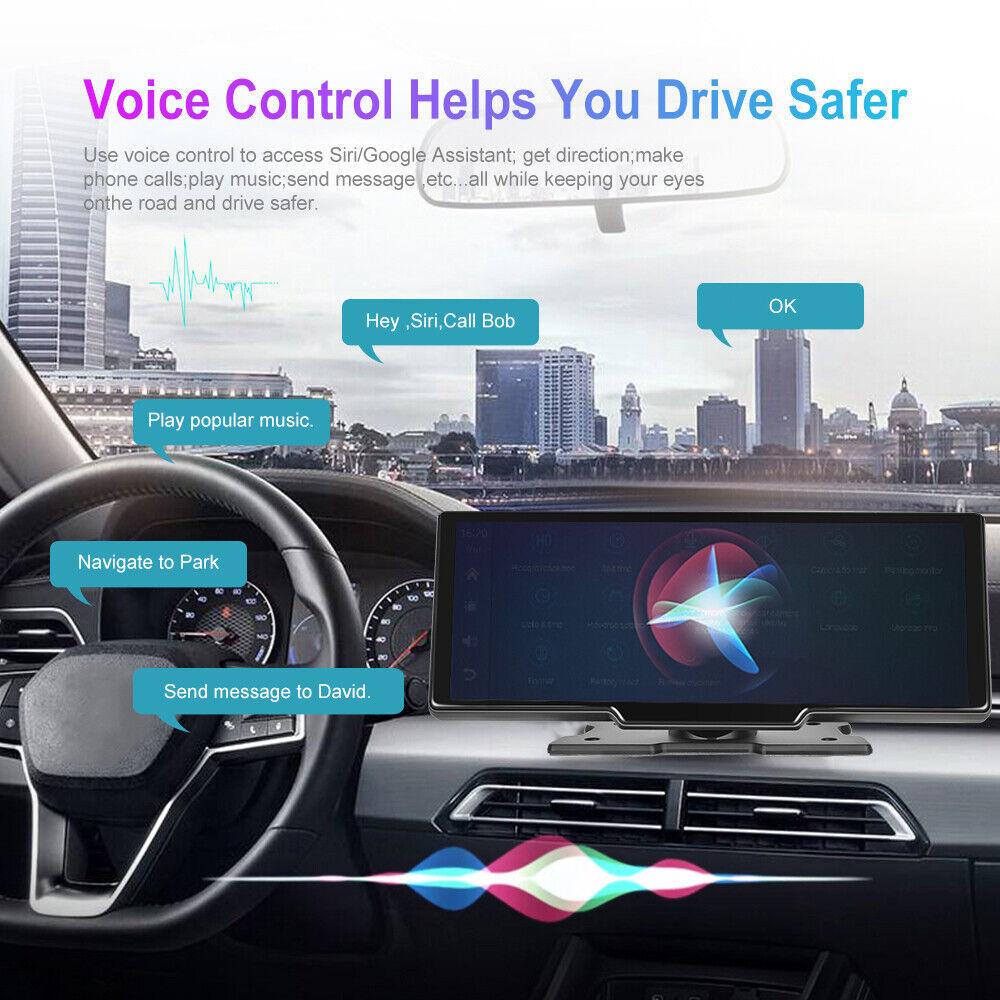 4K Ultra HD Wireless CarPlay Unit, Built-In Optical Sensor WiFi GPS Navigator + Dual Recording Vehicle Dashcam