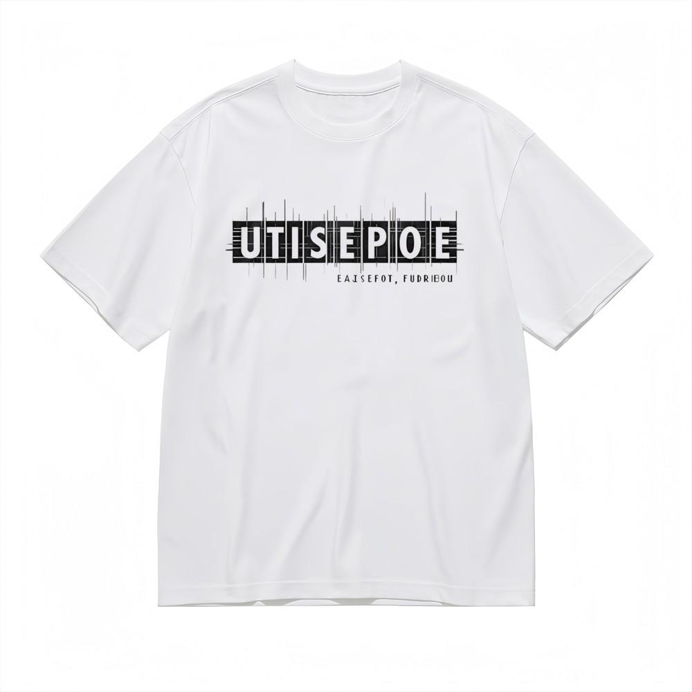 

Men s T-Shirt With Typography Glitch Graphic Unisex White 100% Cotton Tops USA 3XL