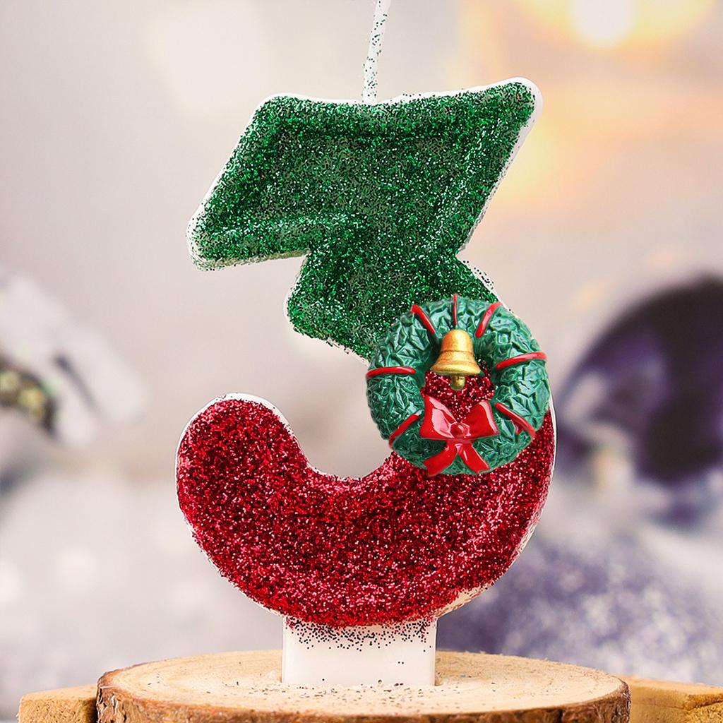 Christmas Cake Decoration Christmas Birthday Candle Number 1 Year Wreath Toppers Merry Christmas for children