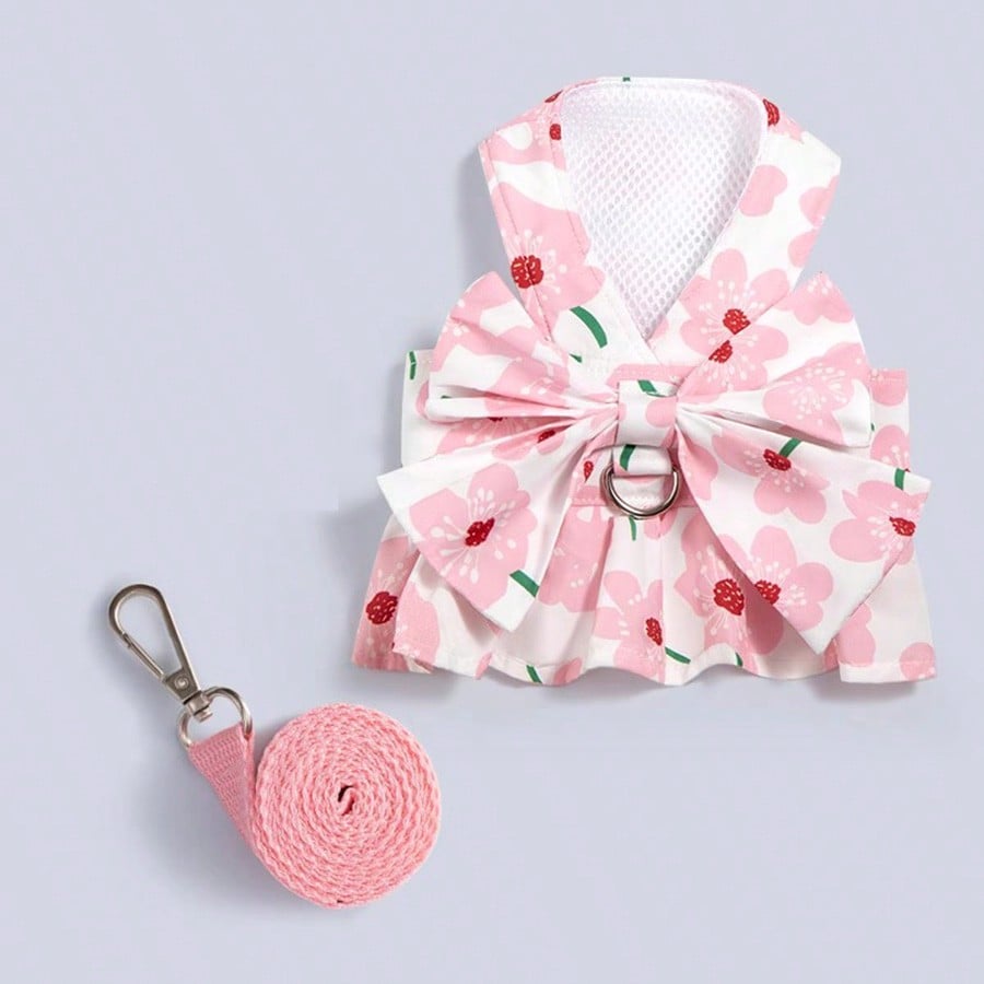 Pet Kitty/Puppy Princess Style Leash Dress, Suitable for Munchkin, Ragdoll, Scottish Fold, Poodle, Samoyed, with Attached Leash