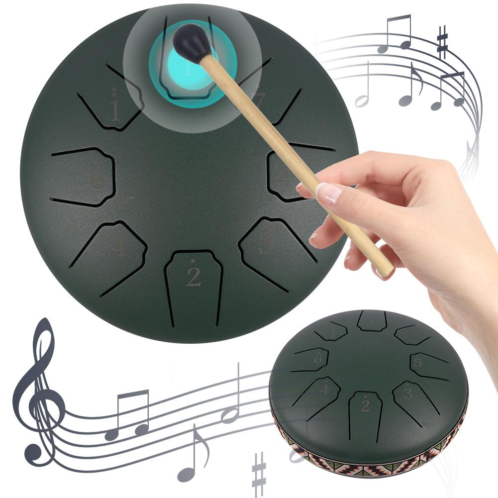 6 Inch 8 Notes Handpan Drum with Travel Bag and Mallets Hand Pan Drum Rain Chime for Entertainment Yoga Zen Gifts