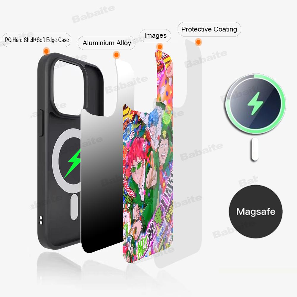Saiki Kusuo No Psi Nan Phone Case Magnetic Case For IPhone 16 14 13 12 11 15 Pro Max Plus For Magsafe Wireless Charge Cover