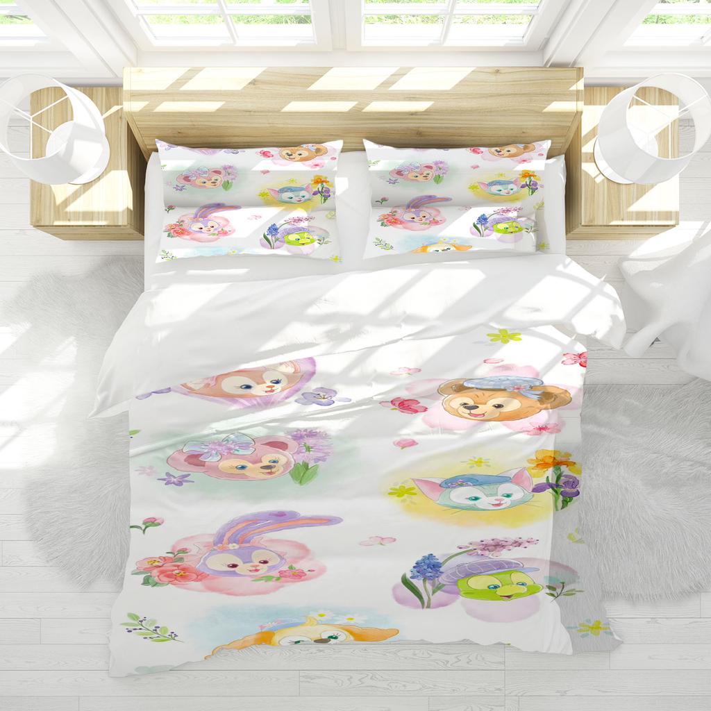 Disney Duffy's Friends Anime 100% Polyester Bedding Set Duvet Cover Set Printed Cartoon Home Decor
