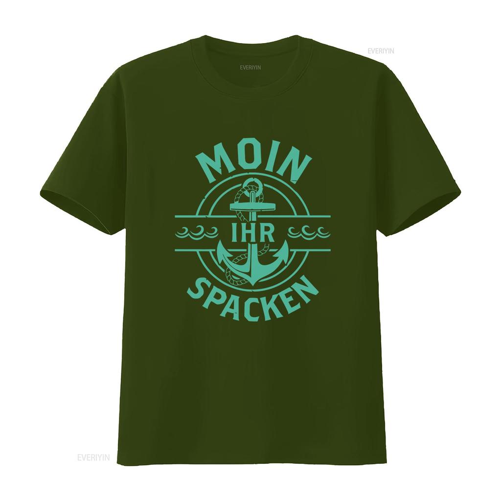 Moin Ihr Spacken Anchor Design T Shirt Fun Funny Sayings Girlie vintage Washed designer clothes fashion Stylish homme Unisex