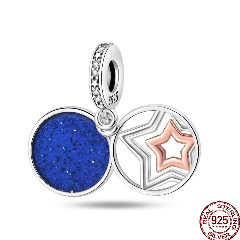 

Медные бусины-шармы Синие горы , Самолет , Звезды , Луна , Благословение , подходящие для оригинального браслета 3 мм Сделай сам