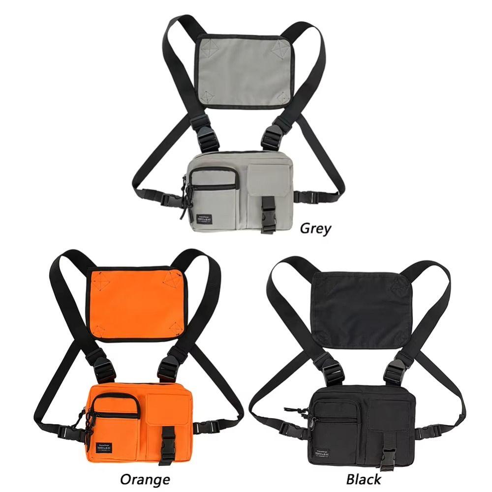 Large Capacity Double Shoulder Chest Bag Zipper Message Crossbody Pouch Men' S Vest Bag Daily