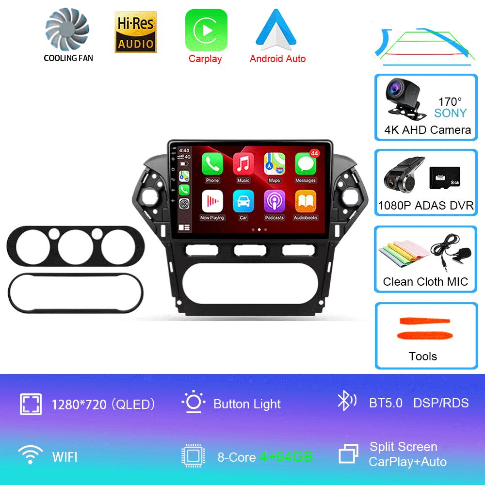 Car Radio Android 14 For Ford Mondeo 4 2010 2011 2012 2013 2014 Carplay Auto Multimedia GPS 360 Camera Player 2 Din Stereo Video