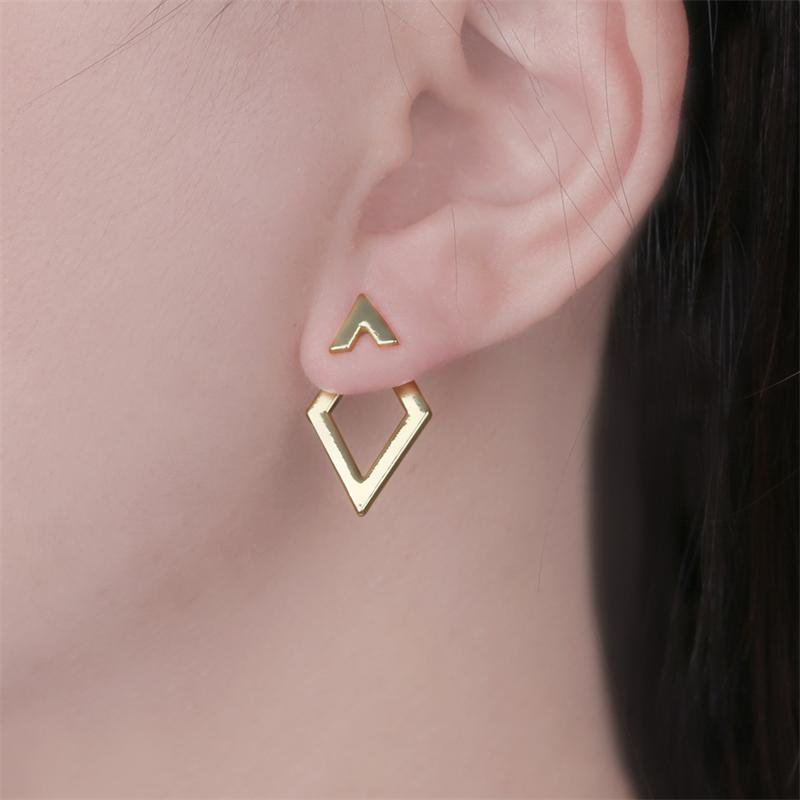 Simple Geometric Rhombus Hollow Line Creative Stud Earrings for Women Personality Temperament Minimalist Jewelry