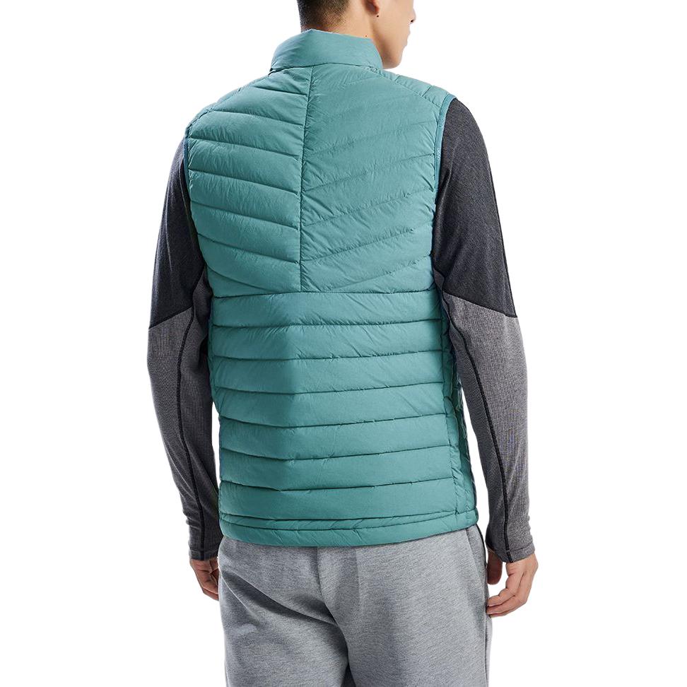 Asics Solid Color Outdoor Casual Sports Zip Stand Collar Warm Down Vest Men Vests Blue-Green 2031E441-400