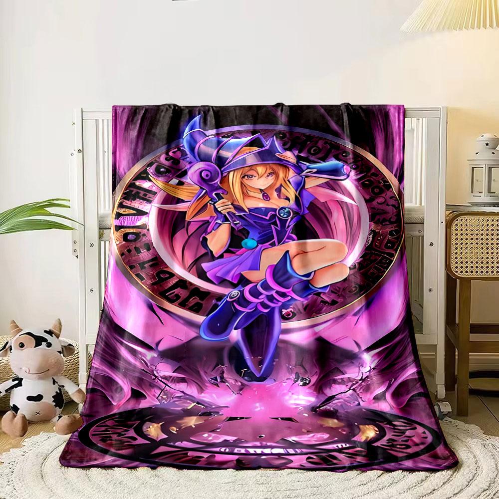 

Magical character in purple attire surrounded by glowing mystical runes. for all seasons blanket lunch break throw gift 80cm x 120cm