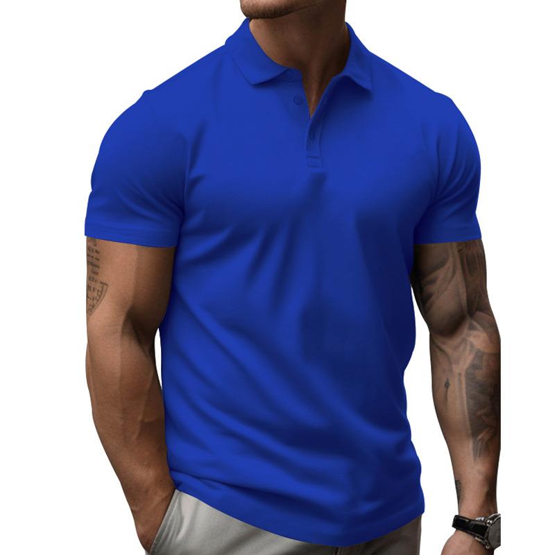 Sommer Herren Freizeit Sport T-Shirt Revers Einfarbig Kurzarm Poloshirt Herrenbekleidung