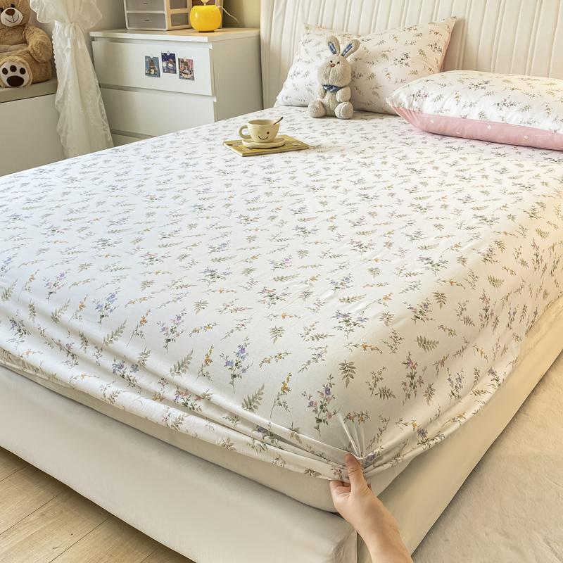 Small Fresh Floral Pattern,100% Cotton,Fitted Sheet With Deep Pocket 160x200,No Pillowcase,Soft Breathable,133x72 Fabric