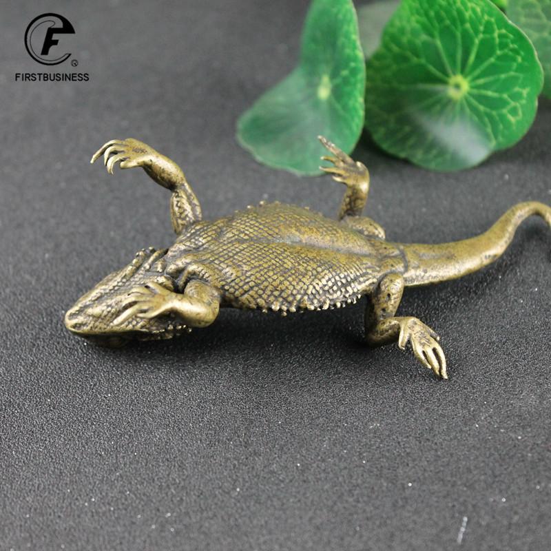 Classical Small Tea Pet Lizard Figurines Miniatures Pure Copper Decoration Accessories Desktop Toy Ornaments Vintage Simulation