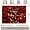 2D Happy Valentine's Day Banner, Red Rose & Gold Glitter Heart Background for Valentine's Photo Booth