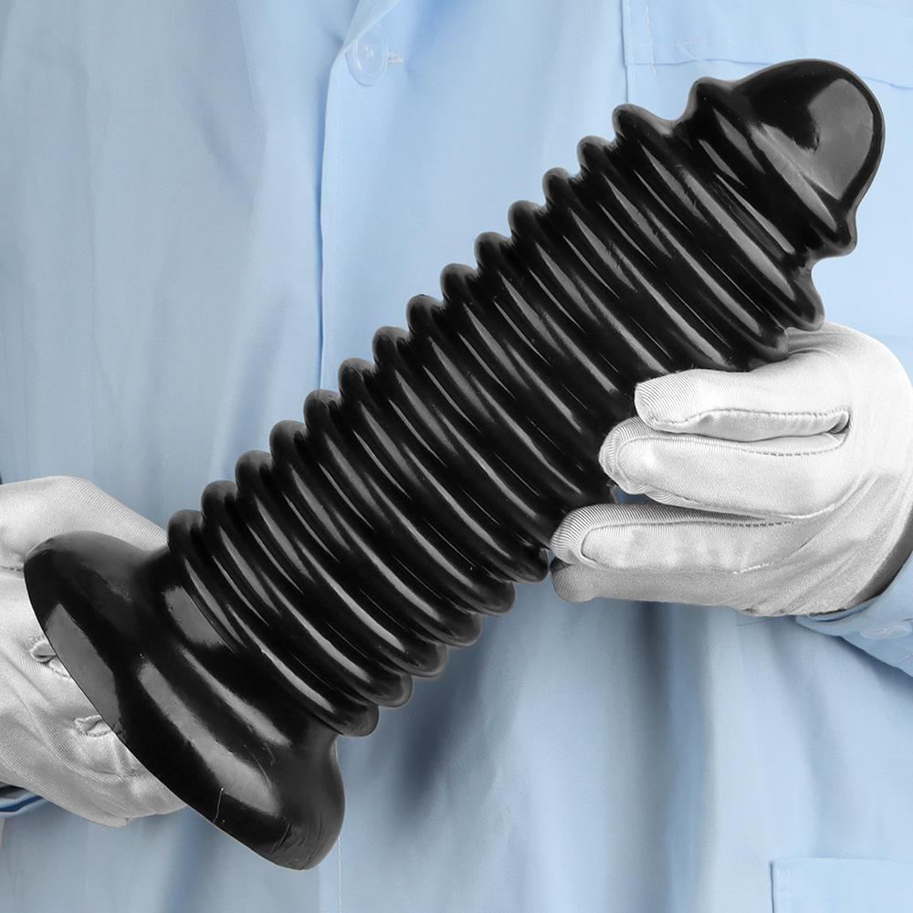 Black PVC Threaded Large Dildo Butt Plug Fisting Sex Toy Strap on Penis Big Dick Realistic Penis BDSM