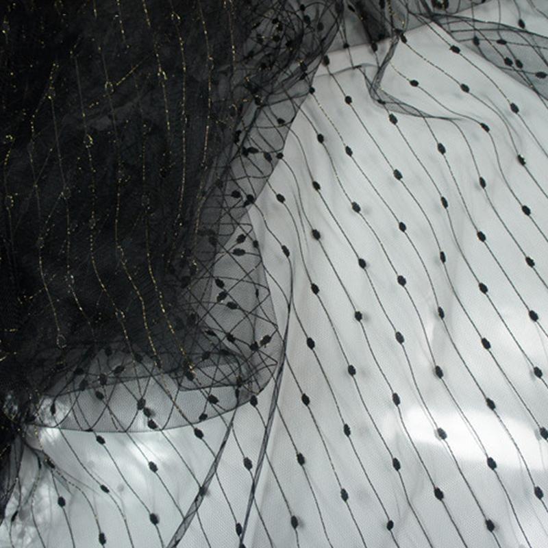 

1 ярд Тюль Кружевная ткань Нить Точки Золотой узор Сетка для шитья DIY Свадебное платье Одежда Текстиль Тюль ткань Новая 1Yard