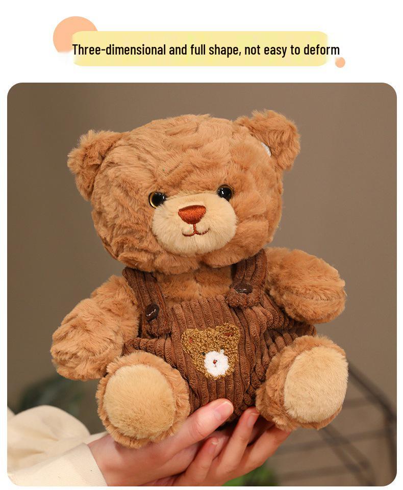 Cross-Border Teddy Bear Plush Overalls - Cute Little Bear Hug Pillow for Kids' Birthdays