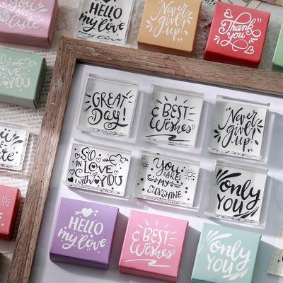 Serie Mejores Deseos Sello Acrílico Transparente, Sello de Cera para Manualidades, Letras Inglesas, Scrapbooking, 1 Pieza