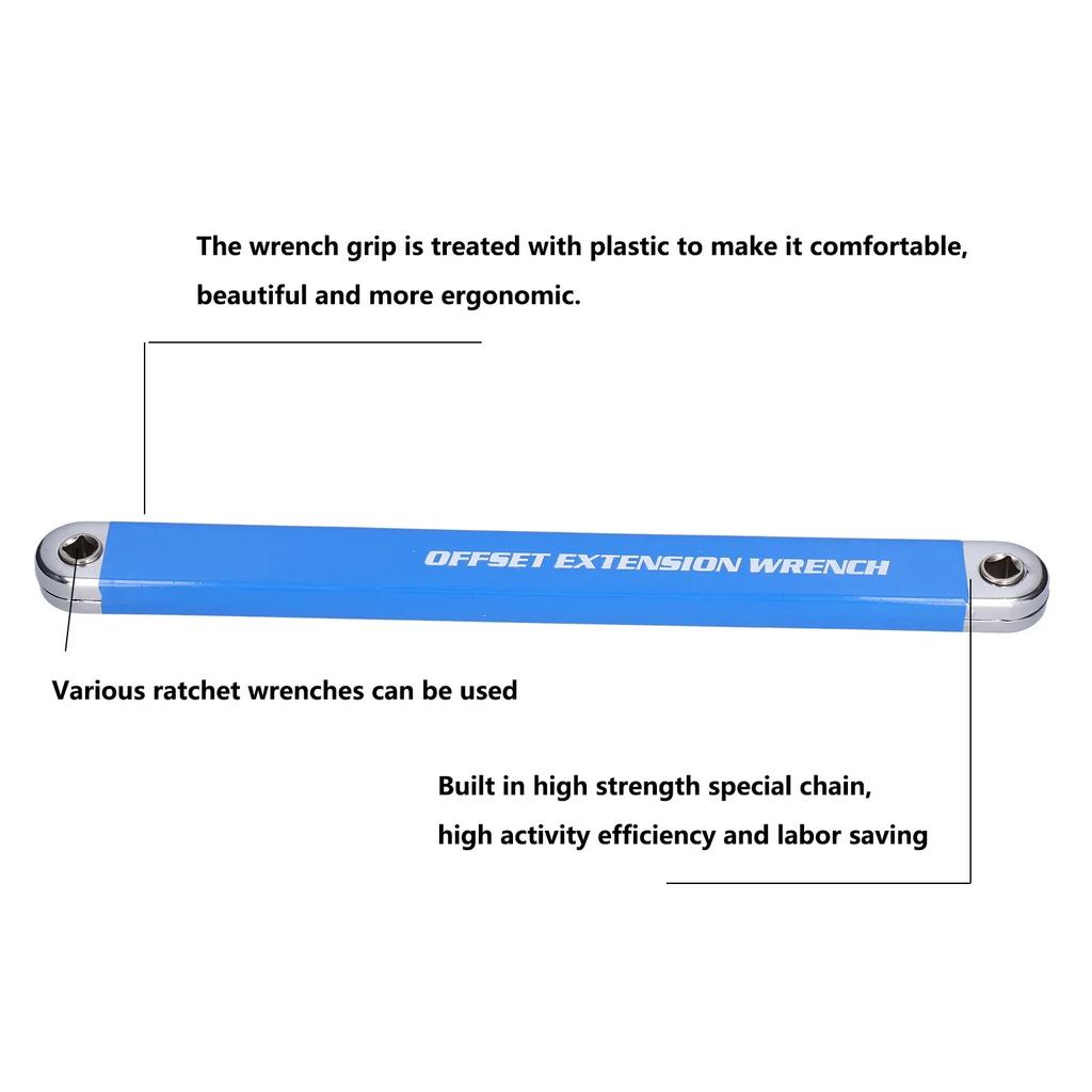 Extension Wrench Set High Carbon Steel Offset Ratchet Spanner Extender with Adapters Socket Ratchet Wrench Extender