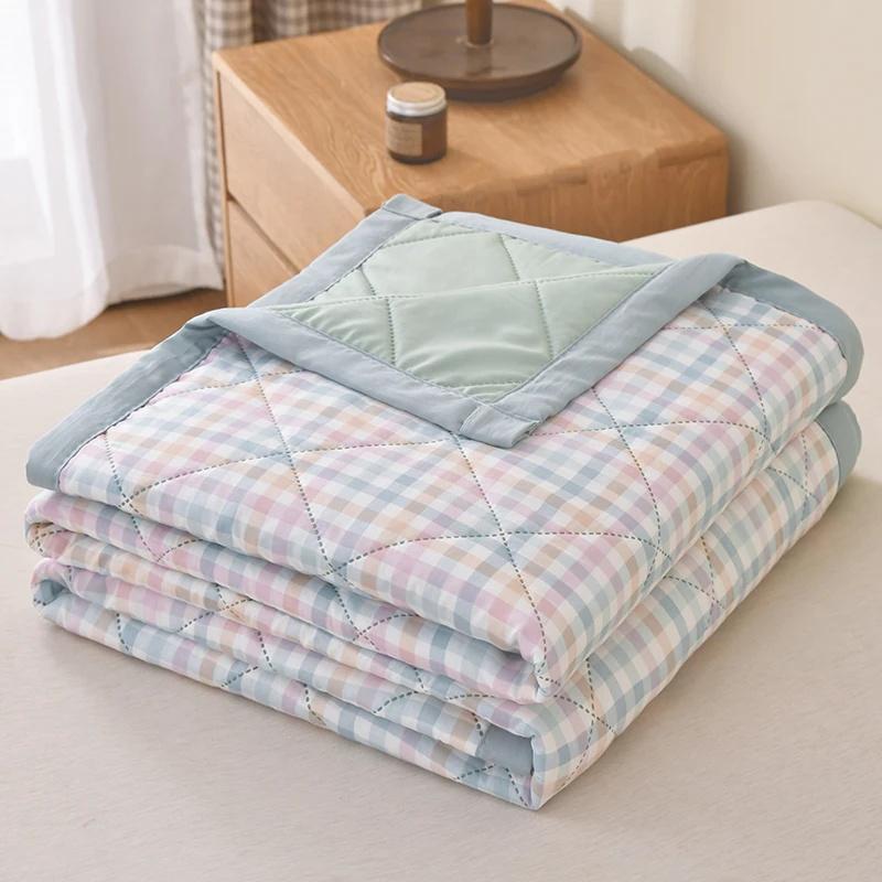 Air Conditioner Quilt Lightweight Washed Cotton Quilt Summer Blanket Quilted Cooling Comforter Summer Quilt Air Condition Thin Blanket (no Pillowcase)