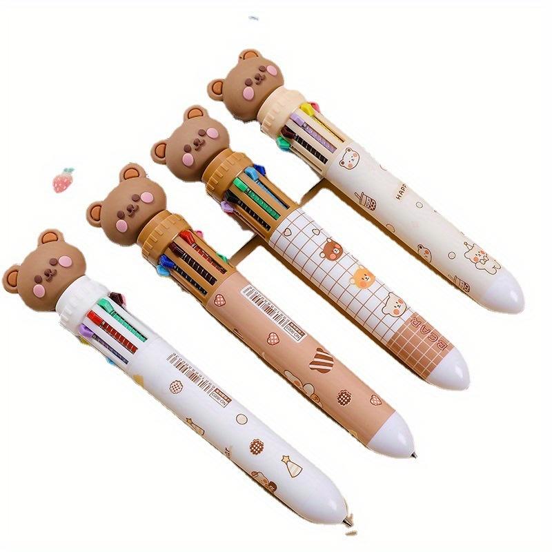 5 Cute Little Bear Ten-color Pen Cartoon Press 10 Color Ballpoint Pen Stationery Multi-color Hand Pen Graffiti Pen Oil Pen