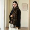 Millennium style Spice Girl leopard print scarf women's winter new retro warm thickened versatile shawl fringed scarf
