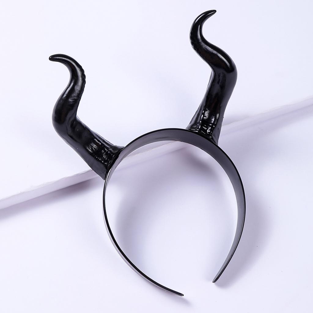 Black Devil Horns Headband Gothic Cosplay Hair Hoop Halloween Hair Accessories for Costume Party Dress Up Makeup Hairdress