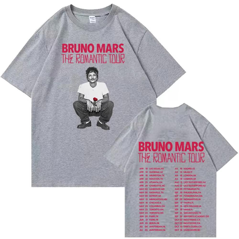 Bruno Mars The Romantic Tour 2026 Tshirt Man Woman Harajuku Short Sleeve Oneck Casual Shirt Bruno Mars The Romantic Tour