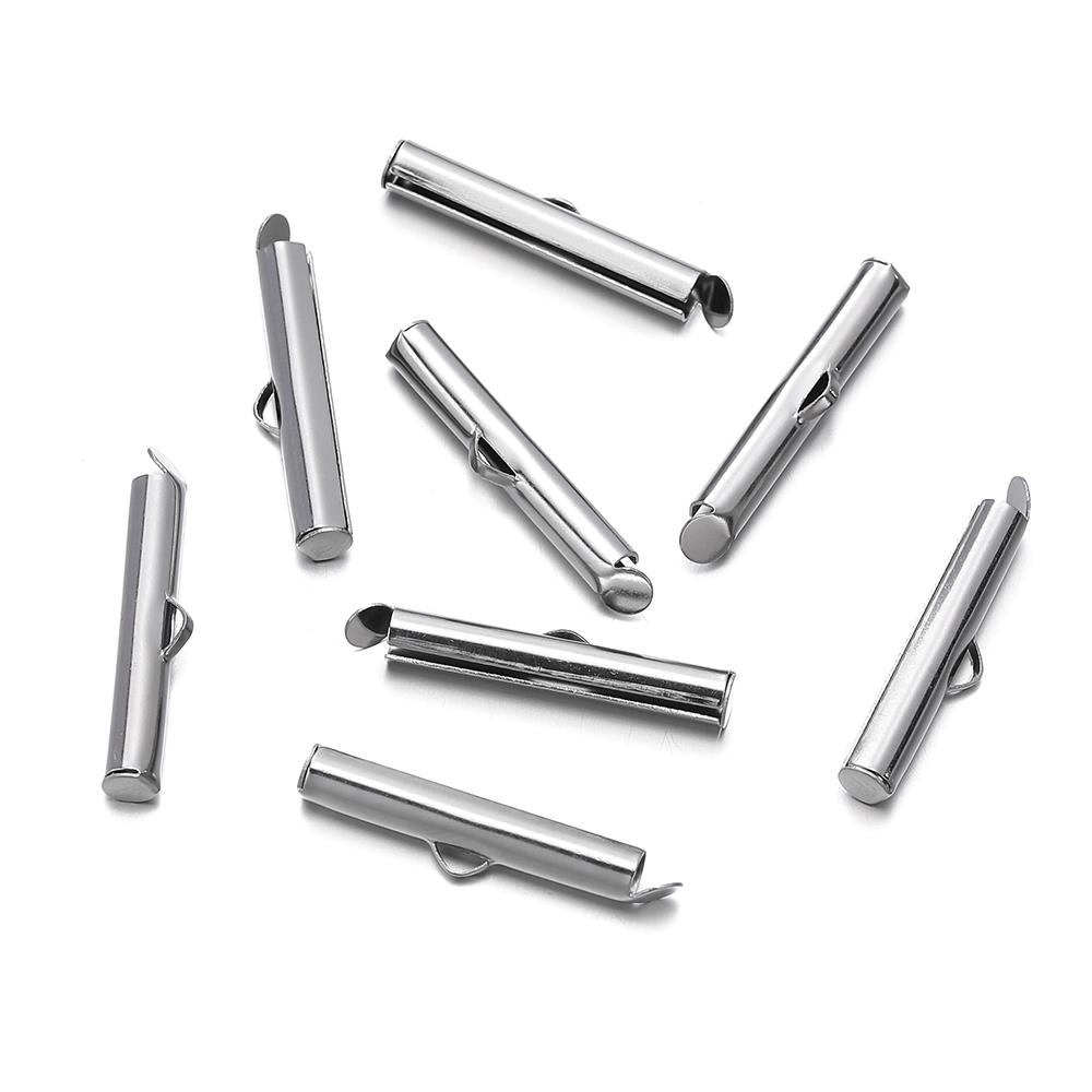 10pcs/lot Fastener Tube Crimp End Caps Slider Clasp Bracelet Buckles for DIY Connectors Loom Jewelry Making Findings Accessories