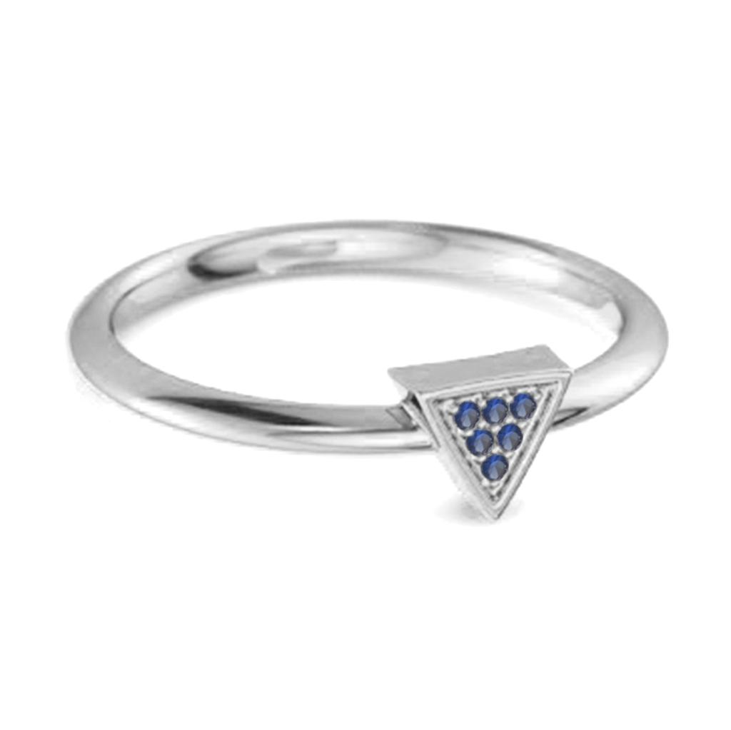 Blue Sapphire Minimalist Geometric Ring - 925   Sterling Silver