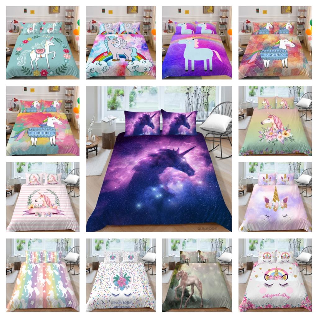 Buy Cute Bedding Cover Sets Unicorn Printing Duvet Cover Sets Teens Queen Size Comforter Cover