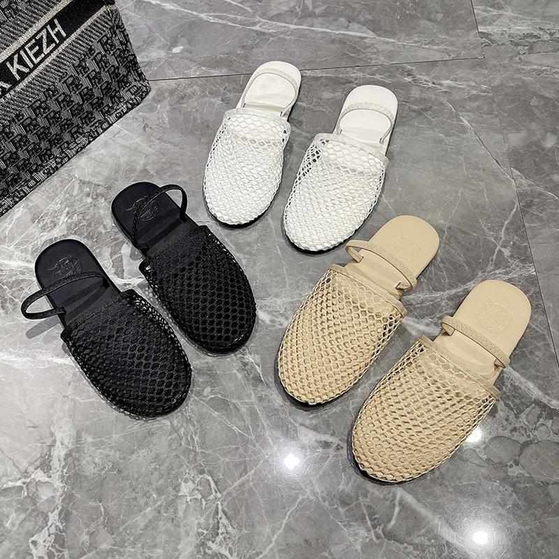 Fashion Weird Style Baotou Women's Slippers Summer Mesh Casual Fashion Solid Color Jacket Women's Shoes Zapatos De Mujer