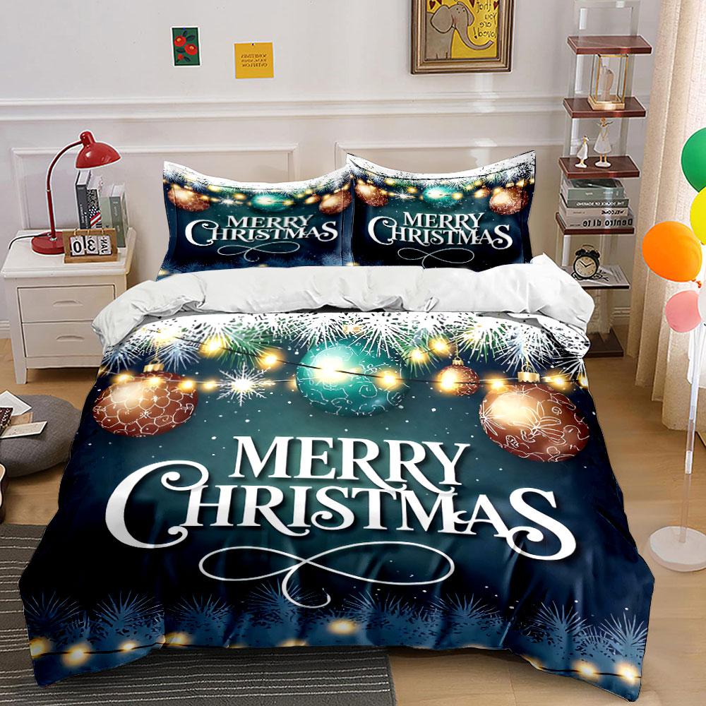 Merry Christmas Decor Lights Bedding Duvet Cover Set Duvet Cover Pillowcases (1*Duvet Cover 2*Pillowcases, without duvet insert)