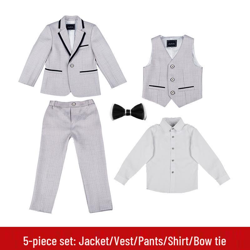 Children's Korean Style Gentleman Formal Three-Piece Suit for Boys - Wedding, Photography, and Performance Wear.