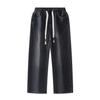 2025 Fashion Men Solid Color Drape Jeans Loose Straight Denim Pants Korean Vintage High Street Hip-Hop Y2K Casual Daily Wide-Leg Pants
