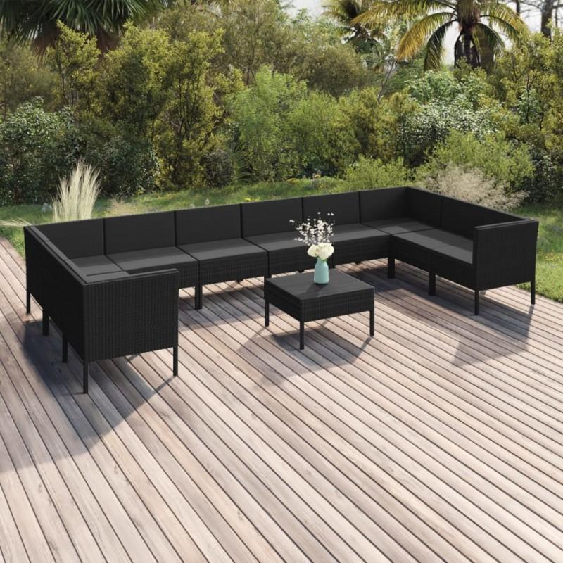 Day and Night - Day and Night Garden Furniture Set 11 Pieces Black Synthetic Rattan Cushions