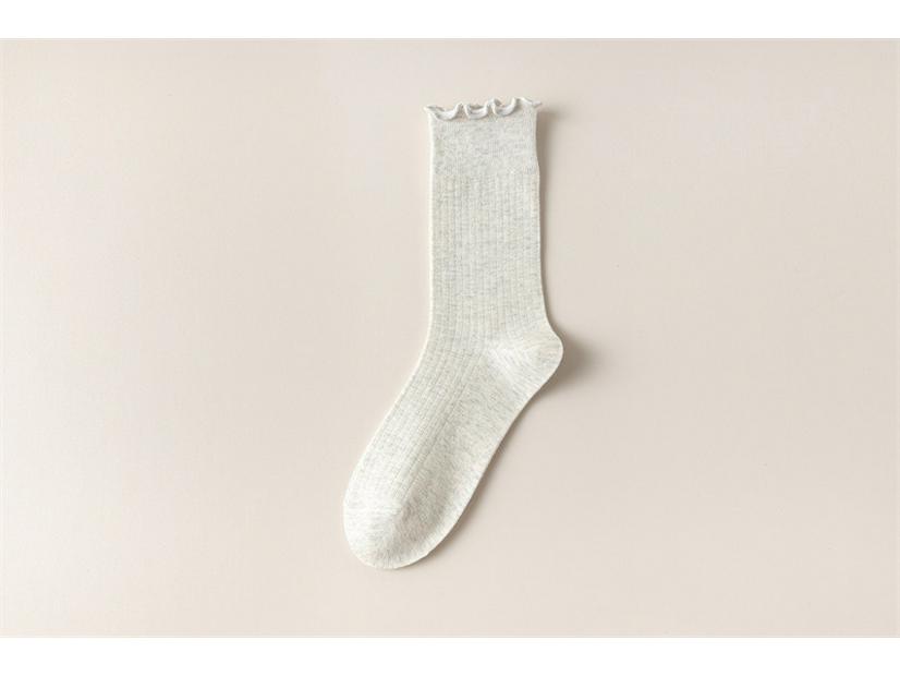 Spring/Summer Japanese Style Ruffle Ribbed Mid-Calf Breathable Maternity Cotton Socks.