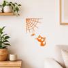 3D Printed Spider Web Cat Wall Decor, Orange Halloween Hanging Ornament, Spooky Cute Spider Cat Figure for Home Party Decoration
