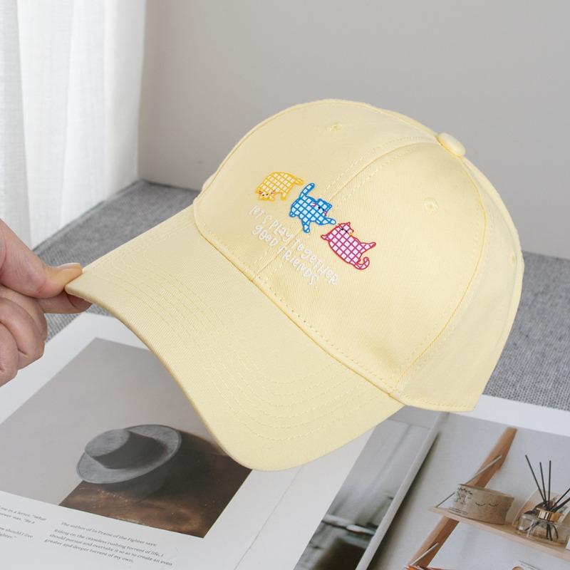 Cute Cartoon Cat Baseball Cap Women's Wide Brimmed Fashion Sun Shading Duckbill Capall Season Casual Hats