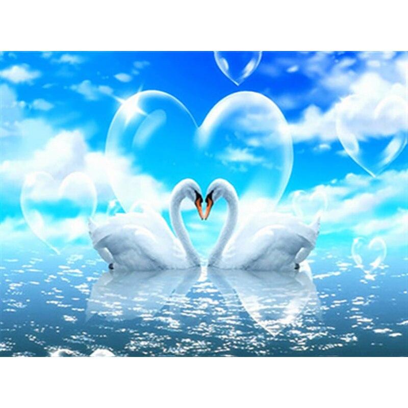 5D DIY Алмазная картина Лебединое озеро Алмазная вышивка Лебедь Пейзаж Вышивка крестиком Полный круглый дрель Домашний декор Ручной подарок Full Round 40x50CM