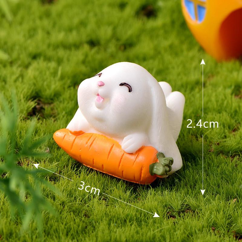 Lovely Carrot Rabbit House Mini Garden Ornament Craft Resin Figurine