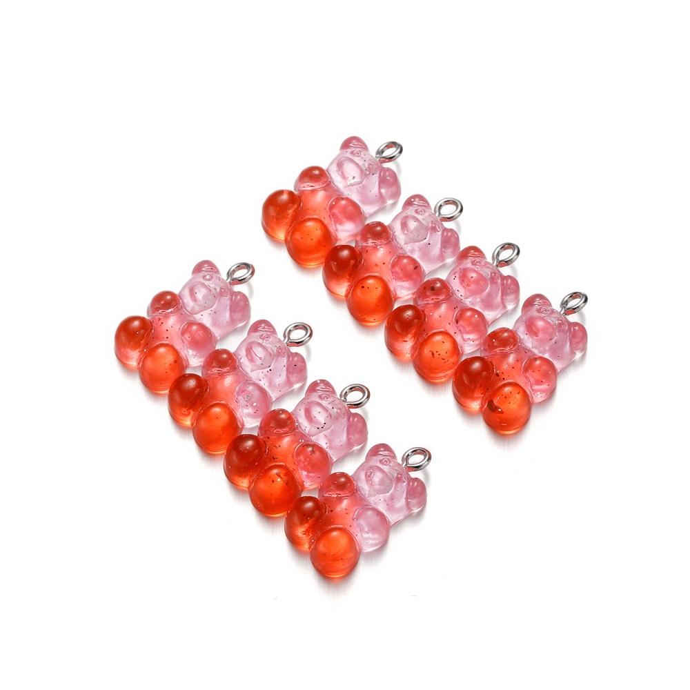 10Pcs/Lot Candy Bear Pendant Charms Colorful Resin Bears for Necklace Bracelet Earrings Jewelry Making Findings Accessories