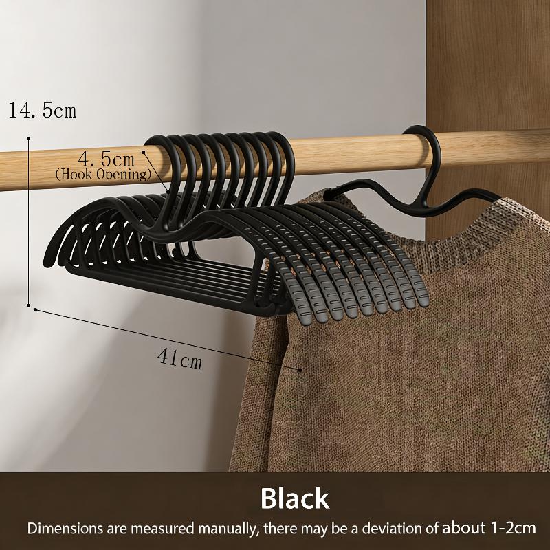 

10Pcs Wide Shoulder Hangers, Short Neck Non-Slip Mark-Free, Space Saving Closet Organizer For Home Dorm Wardrobe чёрный