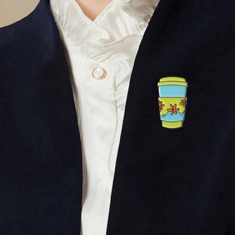 Trendy Cartoon Cup Brooch Crafted From Sturdy Alloy Elegant Badge Pin Adds A Playful Touch To Any Ensemble