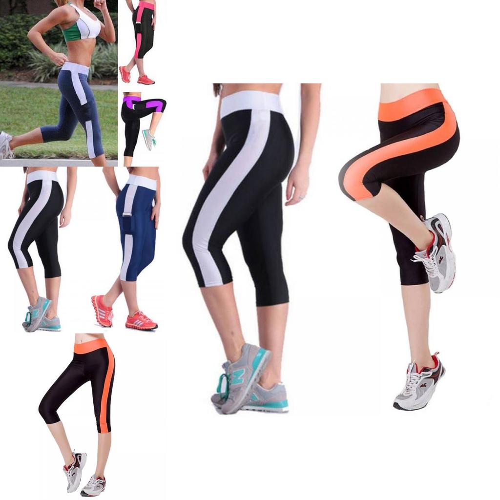 Stylish Women's High Waist Colorblock Yoga Pants With Convenient Side Pockets For Active Lifestyle