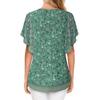 Womens Floral Print Chiffon Blouse V Neck Ruffle Sleeve Casual Loose Tunic Top