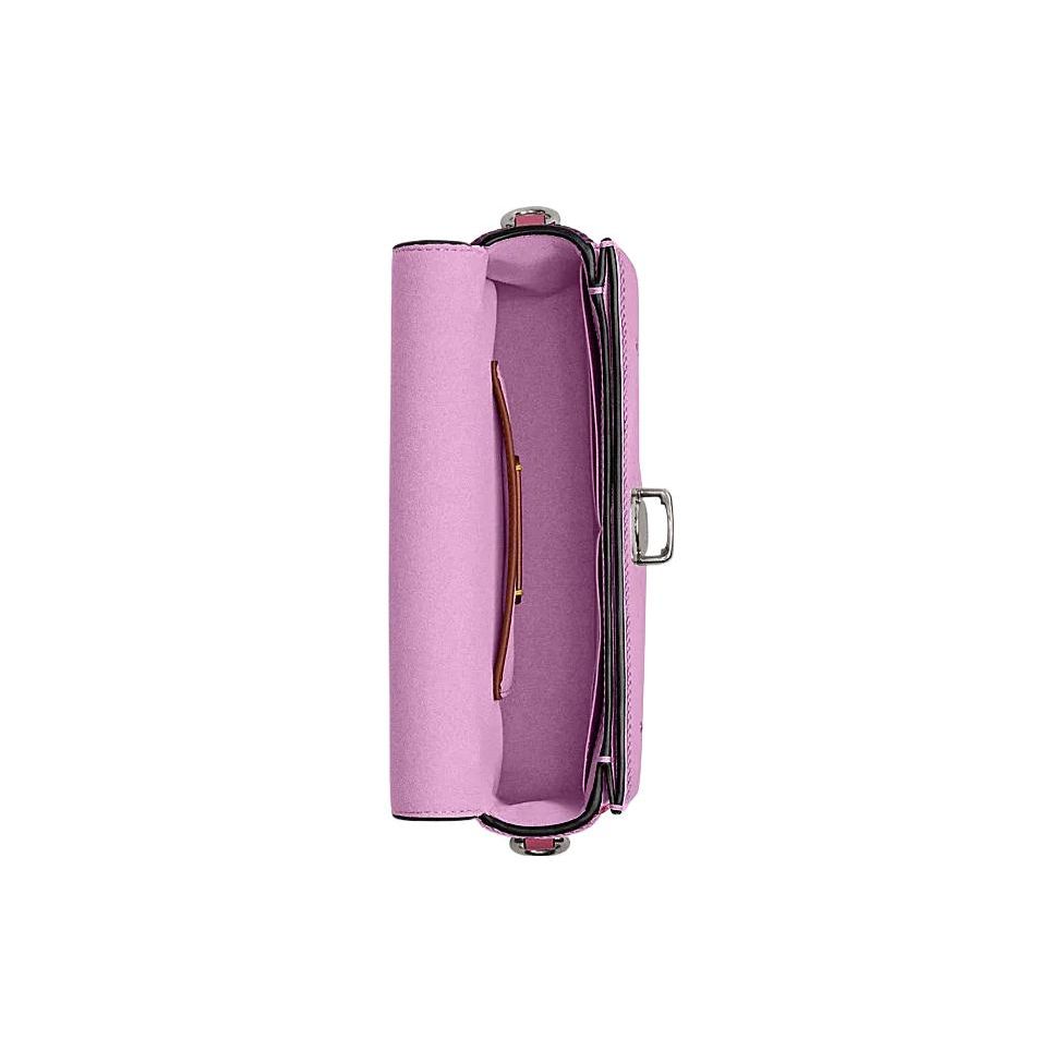 Coach Studio 20 Logo Large Sequin Flap Lock Leather Baguette Crossbody Bag Small Women bags Deep-Magenta CM428-LHOVU