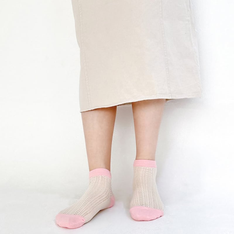 YELLOWSOCKS ANKLE SOCKS PUNCHING see-THROUGH BUTTER