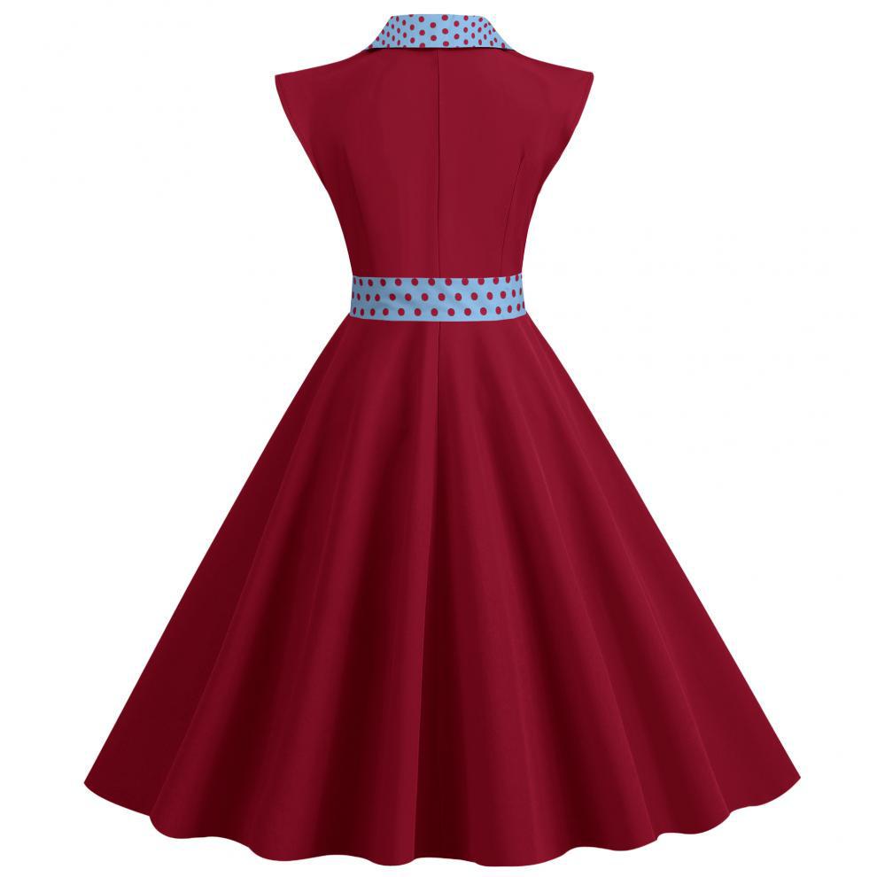2023 Polka Dot Revers Gürtel Schmalmachender Saum Freizeitkleid